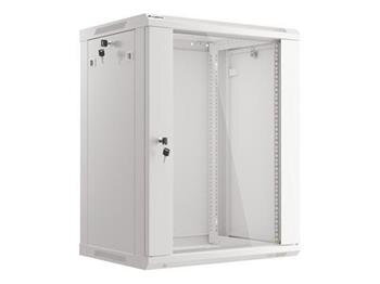 LANBERG 19" RACKOVÁ SKŘÍŇ PRO MONTÁŽ NA STĚNU 15U/600X450 (v rozloženém stavu) S PROSKLENÝMI DVEŘMI ŠEDÁ  V2