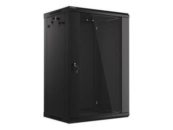 LANBERG 19" RACKOVÁ SKŘÍŇ PRO MONTÁŽ NA STĚNU 18U/600X450 (v rozloženém stavu) S PROSKLENÝMI DVEŘMI ČERNÁ  V2