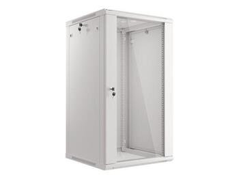 LANBERG 19" RACKOVÁ SKŘÍŇ PRO MONTÁŽ NA STĚNU 22U/600X600 (v rozloženém stavu) S PROSKLENÝMI DVEŘMI ŠEDÁ  V2