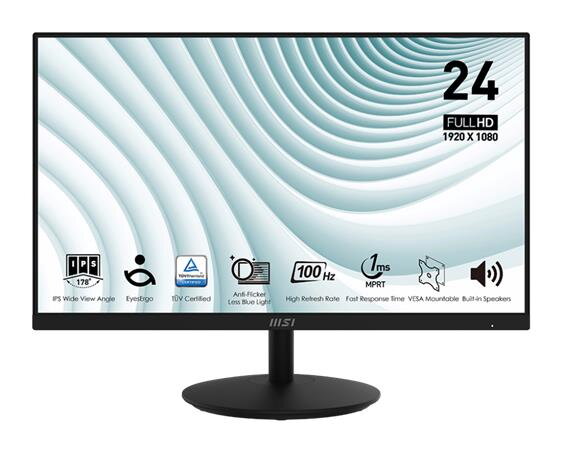 MSI monitor PRO MP242A 23,8" IPS/FHD/100Hz/1ms/HDMI/DP/VGA/černá MSI monitor PRO MP242A 23,8" IPS/FHD/100Hz/1ms/HDMI/DP/VGA/černá
