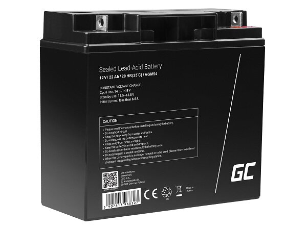 Green Cell AGM VRLA 12V 22Ah maintenance-free battery for boats, scooters, toys, wheelchairs Green Cell AGM VRLA 12V 22Ah maintenance-free battery for boats, scooters, toys, wheelchairs