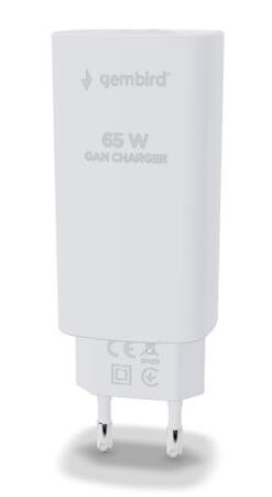GEMBIRD, Nabíječka USB, 1x USB + 1x USB-C port PD, 65W, černá GEMBIRD, Nabíječka USB, 1x USB + 1x USB-C port PD, 65W, černá