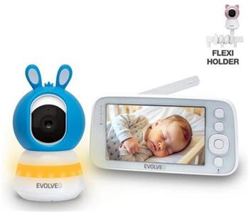 EVOLVEO Baby Monitor N5 - Set videochůvičky s 360° dohledem, obousměrnou komunikací a ukolébavkami,  modrá