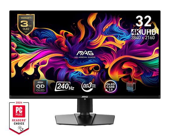 MSI MAG 321UPX QD-OLED gaming monitor 31,5" QD-OLED/UHD/240Hz/0,03ms/2xHDMI/DP/USB-C/Výšk.nast./Pivot/černá MSI MAG 321UPX QD-OLED gaming monitor 31,5" QD-OLED/UHD/240Hz/0,03ms/2xHDMI/DP/USB-C/Výšk.nast./Pivot/černá
