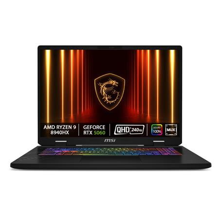 MSI Crosshair A17 HX D8WFKG-011CZ/Ryzen 9 8940HX/32GB/1TB SSD/RTX 5060, 8GB/17"QHD+ IPS, 240Hz/Win 11 home/černá MSI Crosshair A17 HX D8WFKG-011CZ/Ryzen 9 8940HX/32GB/1TB SSD/RTX 5060, 8GB/17"QHD+ IPS, 240Hz/Win 11 home/černá