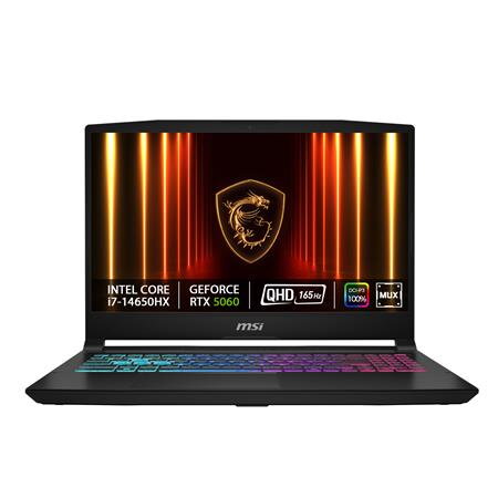 MSI Katana 15 HX B14WFK-249XCZ/i7-14650HX/32GB/1TB SSD/RTX 5060, 8GB/15,6" QHD, 165Hz IPS/Bez OS/černá MSI Katana 15 HX B14WFK-249XCZ/i7-14650HX/32GB/1TB SSD/RTX 5060, 8GB/15,6" QHD, 165Hz IPS/Bez OS/černá