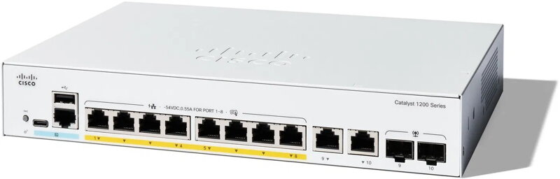 Cisco Catalyst switch C1200-8P-E-2G (8xGbE,2xGbE/SFP combo,8xPoE+,67W,fanless) - REFRESH Cisco Catalyst switch C1200-8P-E-2G (8xGbE,2xGbE/SFP combo,8xPoE+,67W,fanless) - REFRESH