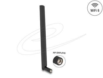Delock WiFi 6 anténa RP-SMA samec 3 - 6 dBi všesměrová s otočným kloubem černá