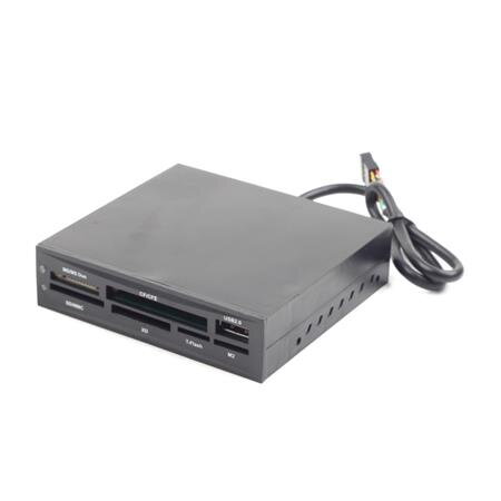 GEMBIRD Interní čtečka flash karet, 3,5" SDXC+USB černá, FDI2-ALLIN1-02-B