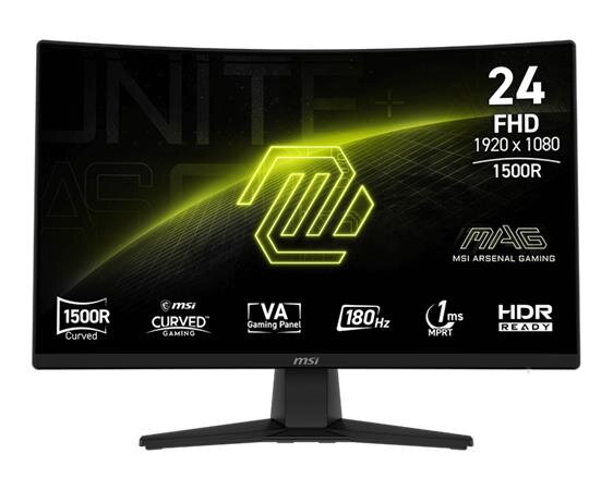 MSI MAG 242C Gaming monitor 23,6" VA zakřivený/FHD/180Hz/1ms/DP/HDMI/černá MSI MAG 242C Gaming monitor 23,6" VA zakřivený/FHD/180Hz/1ms/DP/HDMI/černá