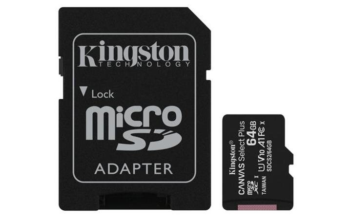 KINGSTON 64GB microSDXC CANVAS Plus Memory Card 100MB/s Read, UHS-I Speed Class, U1, V10, A1 (64GB) KINGSTON 64GB microSDXC CANVAS Plus Memory Card 100MB/s Read, UHS-I Speed Class, U1, V10, A1 (64GB)