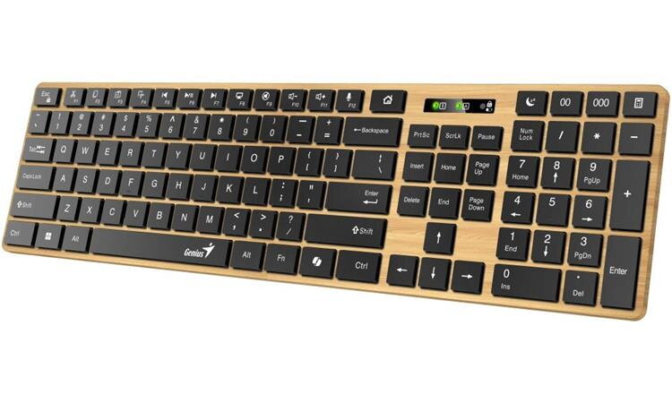 Genius Slimstar 7250BT Klávesnice, bezdrátová, Bluetooth 5.0 + 2,4GHz USB přijímač, Copilot klávesa, CZ+SK,béžovo-černá