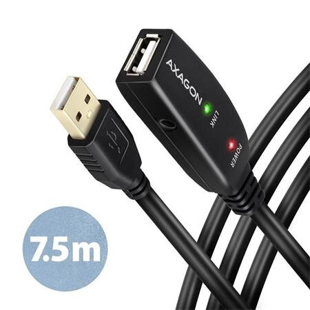 AXAGON ADR-207, USB 2.0 A-M -> A-F aktivní prodlužovací / repeater kabel, 7.5m AXAGON ADR-207, USB 2.0 A-M -> A-F aktivní prodlužovací / repeater kabel, 7.5m