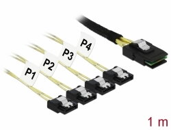 Delock Kabel Mini SAS SFF-8087 > 4 x SATA 7 pin 1 m kovový Delock Kabel Mini SAS SFF-8087 > 4 x SATA 7 pin 1 m kovový