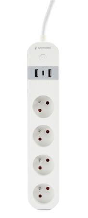 GEMBIRD chytrá prodlužovačka s USB nabíječkou, 4 francouzské zásuvky, černá GEMBIRD chytrá prodlužovačka s USB nabíječkou, 4 francouzské zásuvky, černá