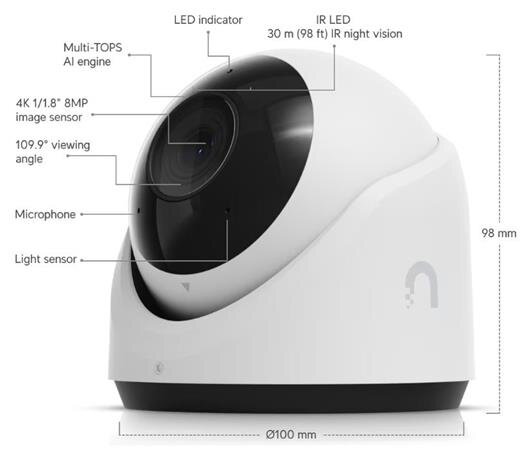Ubiquiti G6 Turret - UniFi Protect kamera, 8MP, bílá