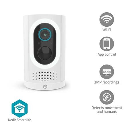 Nedis WIFICBO33WT - SmartLife Venkovní Kamera| Wi-Fi | Reflektor | 3MP Full HD 1296p | IP65 | Snímač pohybu | Bílá Nedis WIFICBO33WT - SmartLife Venkovní Kamera| Wi-Fi | Reflektor | 3MP Full HD 1296p | IP65 | Snímač pohybu | Bílá