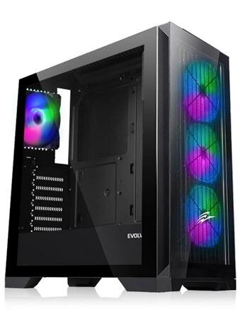 EVOLVEO Ptero Q2G, skříň ATX, 4x ARGB ventilátor, čelní+boční panel sklo, černá EVOLVEO Ptero Q2G, skříň ATX, 4x ARGB ventilátor, čelní+boční panel sklo, černá