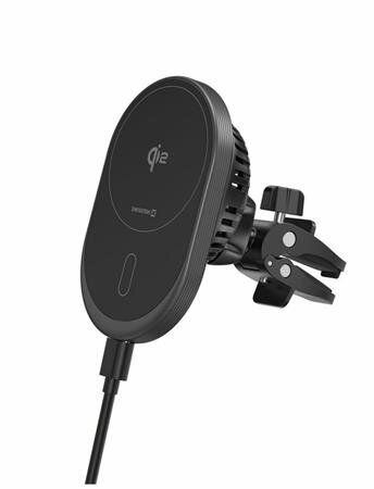 MAGNETICKÝ DRŽÁK DO VENTILACE AUTA SWISSTEN MagRide S BEZDRÁTOVÝM NABÍJENÍM Qi2 15W (kompatibilní s MagSafe)