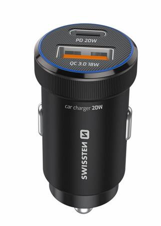 SWISSTEN CL ADAPTÉR PD, USB-C PD + USB-A, 20W ČERNÝ SWISSTEN CL ADAPTÉR PD, USB-C PD + USB-A, 20W ČERNÝ