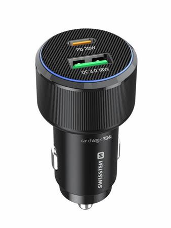 SWISSTEN CL ADAPTÉR USB-C PD + USB-A, 38W ČERNÝ