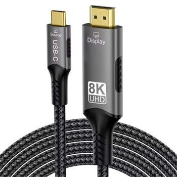 PremiumCord USB-C na HDMI kabel 2m rozlišení obrazu 8K@60Hz,4K@144Hz Aluminium