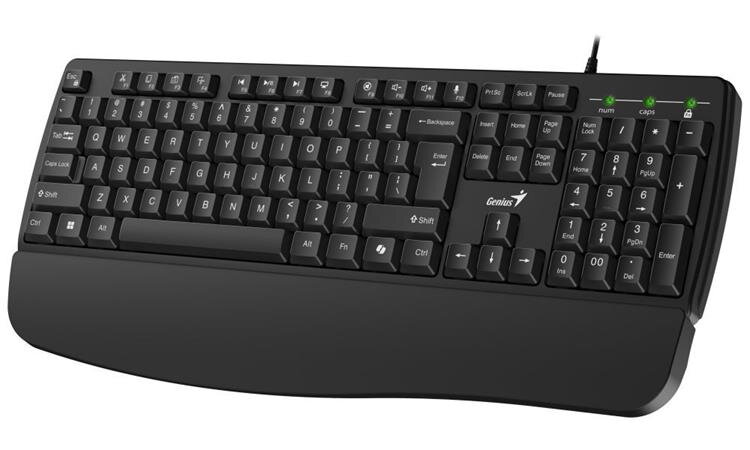 Genius KB-123, Klávesnice, drátová, USB, CZ+SK layout, Copilot klávesa, s opěrkou, černá