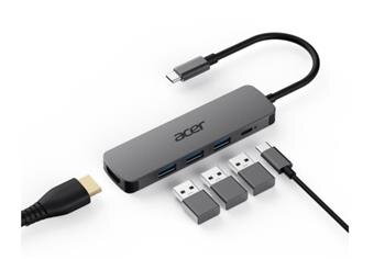 vzorek Acer 5IN1 Type- C dongle, 1x HDMI (až 3840x2160@60hz), 3x USB 3.0 5Gbps ports, 1x Type-C up to 100W PD port (host)
