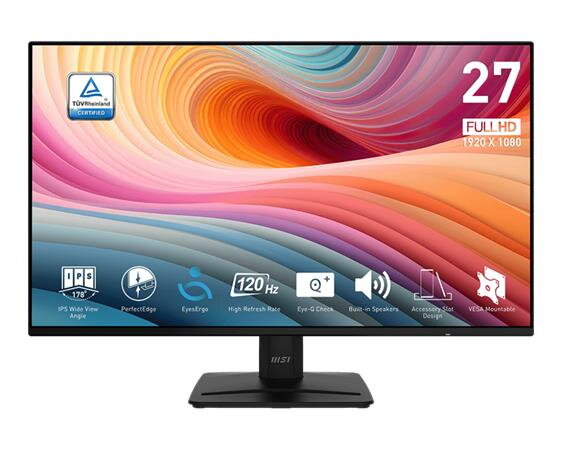 MSI monitor PRO MP271A E2, 27" IPS/1920 x 1080 (FHD)/120Hz/1ms/DP/HDMI/D-Sub/černá