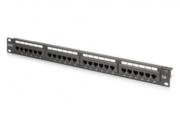 DIGITUS CAT 6, Class E Patch panel, nestíněný 24portový RJ45, 8P8C, LSA, 1U, rackový mount