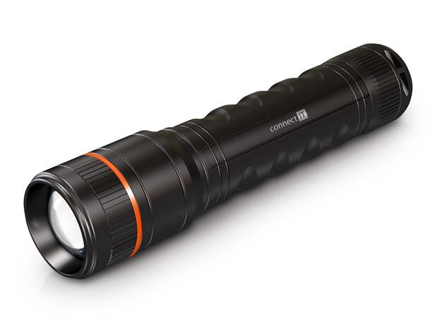 CONNECT IT GLEAM 1000 LED ruční svítilna 4x AA, 1000 lm, hliníková, voděodolná, černá