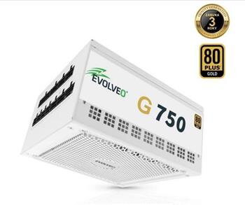 EVOLVEO G750 zdroj 750W, 80+ GOLD, ATX 3.1, PCIe 5.1, aPFC, 140mm ventilátor, modulární, záruka 3 roky, bílý