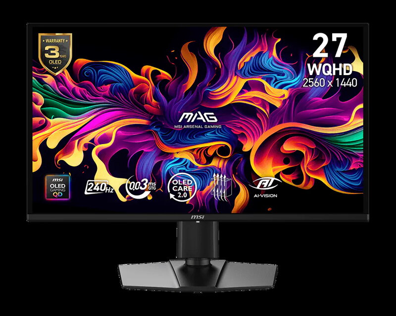 MSI Gaming monitor MAG 274QP QD-OLED X24,27" OLED/2560x1440(WQHD)/240Hz/0,03ms/2xHDMI/DP/Výšk. nastavitelný/Pivot/černá