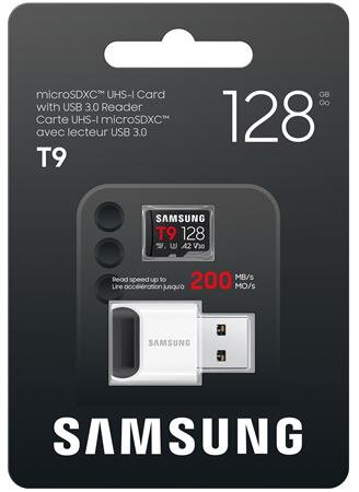 Samsung T9/Micro SDXC/128GB/UHS-I U3 / Class 10/+ Adaptér/Černá + USB Adaptér