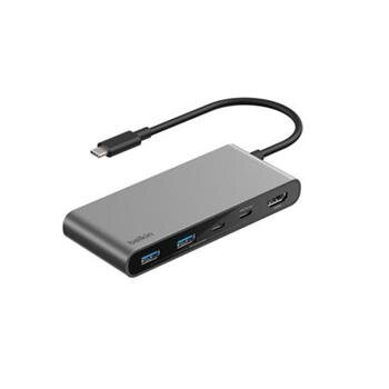 Belkin CONNECT 7v1 USB-C hub s dvojitým USB-C portem – stříbrný