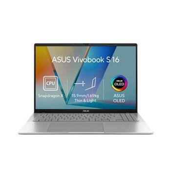 ASUS Vivobook S16 - Snapdragon X  X1 26 100/32GB/512GB SSD/16"/WUXGA/OLED/2y PUR/Win 11 Home/stříbrná