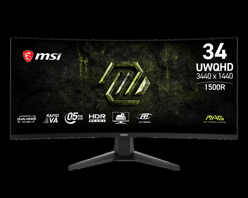 MSI Gaming MAG 346CQDF E20, 34" Rapid VA zakřivený /3440x1440(UWQHD)/200Hz/0,5ms/DP/2xHDMI/černá