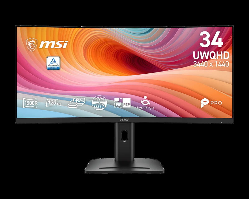 MSI monitor PRO MP341CQPHG E12, 34" zakřivený /3440x1440 (UWQHD)/VA LED/100Hz/1ms/HDMI/DP/USB-A,B,C/Výšk.nast./Pivot