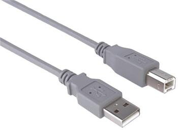 PremiumCord Kabel USB 2.0, A-B, 5m, barva šedá
