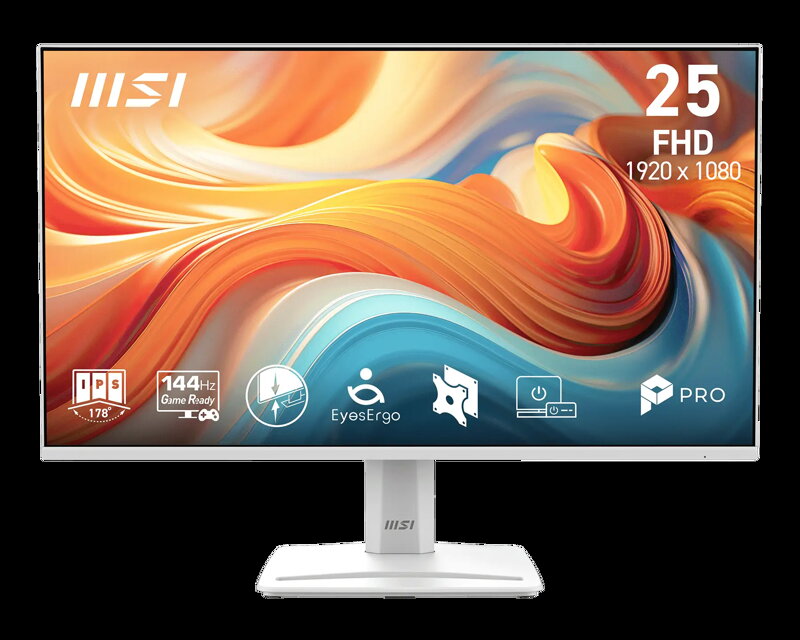 MSI monitor PRO MP251W E14A 24,5" IPS/FHD/144Hz/1ms/HDMI/DP/VGA/bílá