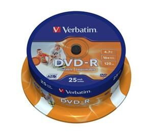 VERBATIM DVD-R AZO 4,7GB, 16x, printable, spindle 25 ks