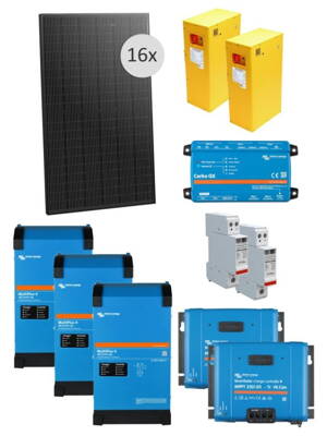Xtend Solarmi HybridGrid 8000 3f, 7,4kWp Mono čierny, 3x 3kW hybridný menič, 10,4kWh LiFePO4