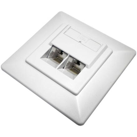 DATACOM Dátová zásuvka UTP CAT5E 2xRJ45 pod omietku 45st. biela