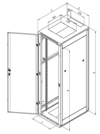 Triton dvere pre 19 "rozvádzač jednodielny 15U / 400mm odnímateľné bočné kryty, zinok