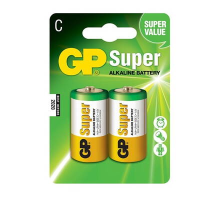 GP alkalická baterie 1,5V C (LR14) Super 2ks blistr