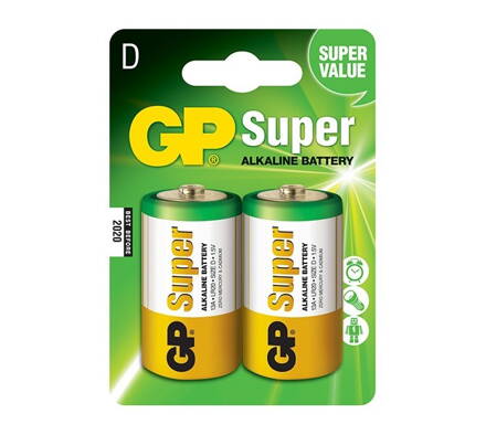 GP alkalická baterie 1,5V D (LR20) Super 2ks blistr