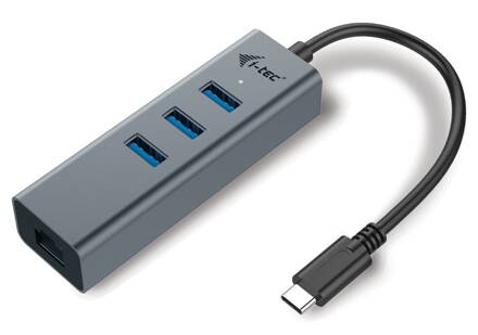 i-tec USB HUB METAL / 3 porty / USB 3.0 / USB 3.1 Type C na Gigabit Ethernet adaptér (RJ45)