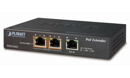 Planét PoE / LAN extender, 1xPoE-in, 2xPoE-out 25W, 802.3at / af, Gigabit
