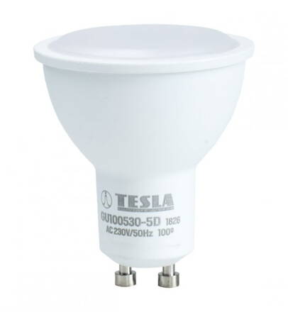TESLA LED žárovka/ GU10/ 5W/ 230V/ 400lm/ 3000K/ teplá bílá/ stmívatelná