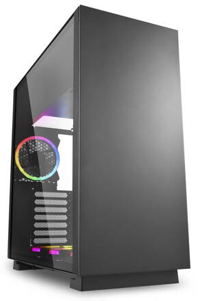 Sharkoon skříň PURE STEEL RGB / Middle Tower / 2x USB3.0 / 4x RGB ventilátor / průhledná bočnice / černá